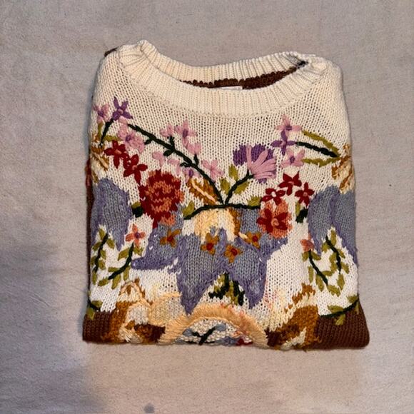 Jennifer Reed Sweater Womens Hand Knit Cottagecore Grannycore Sz Large/XL - Picture 4 of 8